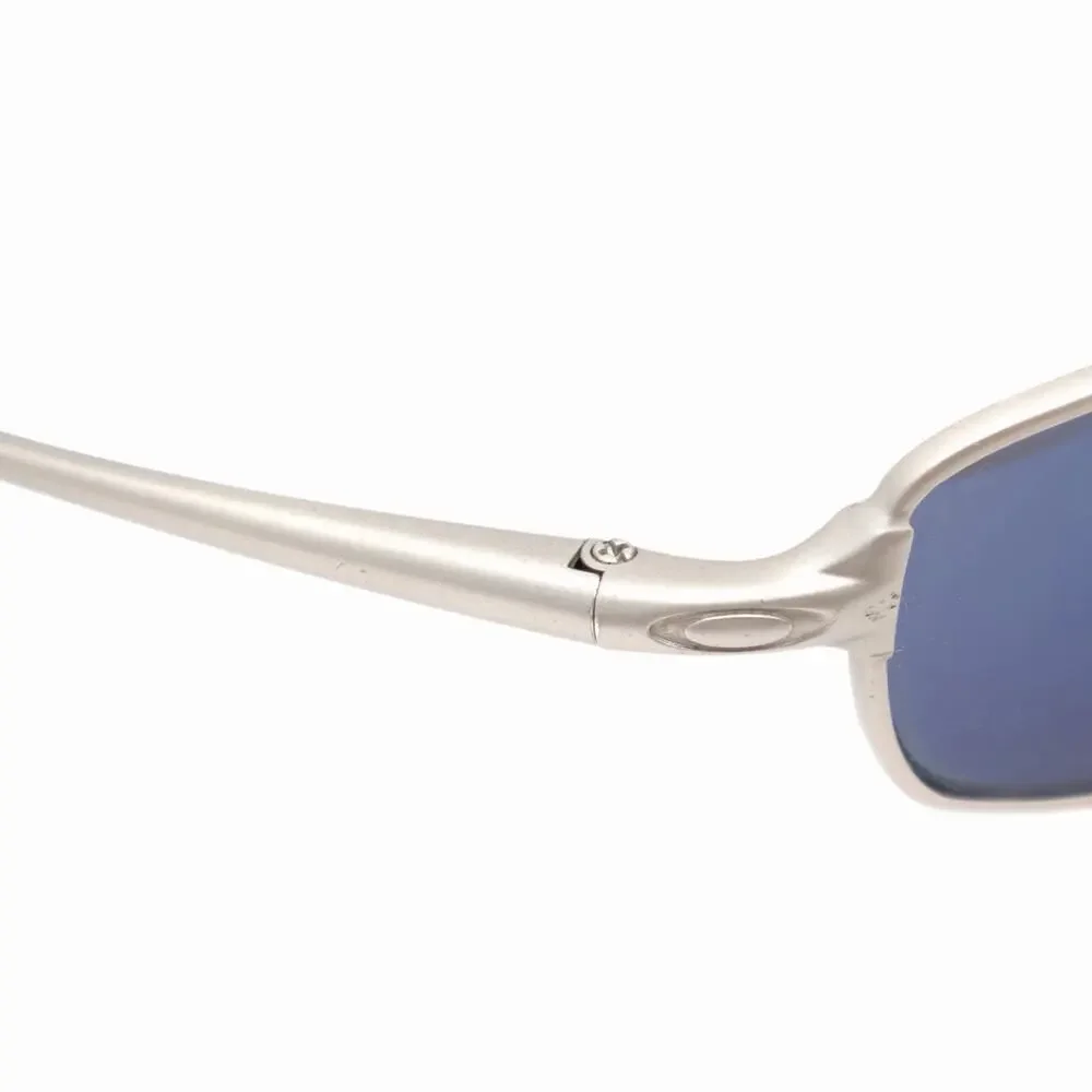 VTG Oakley Square Wire 2.0 Silver Metal Frame Ice Iridium Sunglasses Y2K RARE